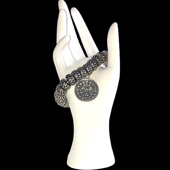 SILPADA Sterling Silver Oversized Oxidized Silver B2BS ROTTEN Toggle Bracelet - Picture 6 of 17